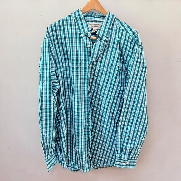 Duluth Trading Co. Wrinklefighter Mens Plaid Long Sleeve Shirt L Tall 100% Cotto - Picture 1 of 3